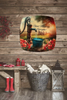 SQUARE Plastic PLATE Farmhouse Country Wall Art Shelf Sitter Decoupage ANTIQUE WATER PUMP - GOOD MORNING Handmade Gift Idea Crafters Delight - JAMsCraftCloset