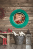 PLATE CHARGER TEAL AQUA PLASTIC ROUND DECOUPAGED Upcycled Repurposed Wall Art or Shelf Sitter WITH YOU I AM HOME Home Decor Wall Art Gift WEDDING - JAMsCraftCloset