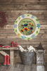 PLATE FLORAL PLASTIC ROUND DECOUPAGED Upcycled Repurposed Wall Art or Shelf Sitter HELLO SUMMER Green Red Blue Floral Home Decor Wall Art Gift WEDDING - JAMsCraftCloset
