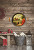 Galvanized Metal Round TRAY Farmhouse Country Shelf Sitter Wall Art A LITTLE PIECE OF HEAVEN Farm Chickens Floral Handmade Gift Idea &nbsp;- JAMsCraftCloset