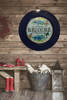 PLATE CHARGER NAVY BLUE PLASTIC ROUND DECOUPAGED Upcycled Repurposed Wall Art or Shelf Sitter WELCOME Decor Kitchen Decor Home Decor Wall Art Gift WEDDING - JAMsCraftCloset