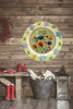 PLATE FLORAL PLASTIC ROUND DECOUPAGED Upcycled Repurposed Wall Art or Shelf Sitter LAZY DAYS OF SUMMER Green Red Blue Floral Home Decor Wall Art Gift WEDDING - JAMsCraftCloset