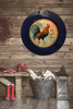 PLATE CHARGER NAVY BLUE PLASTIC ROUND DECOUPAGED Upcycled Repurposed Wall Art or Shelf Sitter RISE AND SHINE ROOSTER Decor Kitchen Decor Home Decor Wall Art Gift WEDDING - JAMsCraftCloset