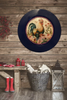 PLATE CHARGER NAVY BLUE PLASTIC ROUND DECOUPAGED Upcycled Repurposed Wall Art or Shelf Sitter HEN PINK ROSES Kitchen Decor Home Decor Wall Art Gift WEDDING - JAMsCraftCloset