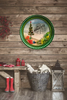 TRAY GREEN PLASTIC ROUND Decoupaged Hand Painted Upcycled Repurposed BEACH SCENE - MOST WONDERFUL TIME OF THE YEAR Home Decor Christmas Wall Art Shelf Sitter Gift - JAMsCraftCloset