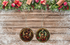 ROUND Wood Decoupaged BEARS PINK AND BLUE HAT Ornaments Handmade Christmas Ornament Package Decor WINTER Decor Gift Idea Home Decor Unique SET OF 2 - JAMsCraftCloset