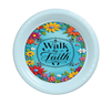ROUND Digital Graphic Design - WALK BY FAITH VIBRANT FLORAL BLUE BACKGROUND - Wedding Gift HOME DECOR Sublimation Decoupage PNG SVG PDF JPEG Country Farmhouse Wall Art Shelf Sitter Gift Crafters Delight - JAMsCraftCloset