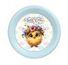ROUND DIGITAL Graphic Design CHICK WITH FLOWERS IN HER HAIR - HAPPY EASTER Sublimation PNG SVG Country Farmhouse Home Decor Sign Shelf Sitter Wall Art Decor Wreath EASTER Design Gift Crafters Delight - JAMsCraftCloset