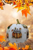 Styrofoam PUMPKIN Decoupaged and Hand Painted Shelf Sitter HELLO FALL Decor Gift Idea Home Decor Unique - JAMsCraftCloset