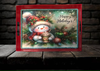 TRAY RED METAL Rectangle Decoupaged Hand Painted Upcycled Repurposed Wall Art HAPPY HOLIDAYS - Snowman Christmas Decoration Home Decor Shelf Sitter Gift - JAMsCraftCloset