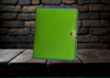 Vintage Lime Green and Aqua Trimmed Soft Plastic tri-fold Portfolio With File Folder Section - Document Pocket - Pen Holders - 2 Smaller Pockets - Pre-Owned - JAMsCraftCloset