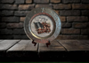 Galvanized Metal Round Charger Plate With Hanging Hook Embossed Stars Decoupaged Holiday Wall Art Shelf Sitter HAPPY 4TH OF JULY FLAG Handmade Gift Idea - JAMsCraftCloset