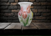 Glass VASE Decoupaged TULIPS Wedding Decor Shelf Sitter Vase Shabby Chic Victorian BoHo Decor Gift Idea - JAMsCraftCloset