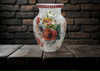 Glass VASE Decoupaged POPPIES Wedding Decor Shelf Sitter Vase Shabby Chic Victorian BoHo Decor Gift Idea - JAMsCraftCloset