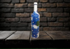 GLASS BOTTLE WHITE With Decoupaged BLUE SILK FLOWERS and PEARLS Shelf Sitter Home Decor Country Farmhouse Decor Wedding Decor Gift Idea - JAMsCraftCloset