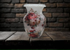 Glass VASE Decoupaged RED and PINK ROSES Wedding Decor Shelf Sitter Vase Shabby Chic Victorian BoHo Decor Gift Idea - JAMsCraftCloset