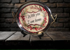 TRAY SILVER METAL With GOLD Handles Mid-Century Modern ROUND Decoupaged Hand Painted Upcycled Repurposed Wall Art or Shelf Sitter WITH YOU I AM HOME Home Decor Gift - JAMsCraftCloset