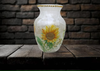 Glass VASE Decoupaged SUNFLOWERS Wedding Decor Shelf Sitter Vase Shabby Chic Victorian BoHo Decor Gift Idea - JAMsCraftCloset