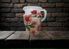 Glass PITCHER Decoupaged VIBRANT FLORAL Wedding Decor Shelf Sitter Basket Shabby Chic Victorian BoHo Home Decor Gift Idea - JAMsCraftCloset