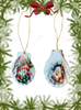 SCALLOP SEASHELL CHRISTMAS ORNAMENT- SANTA SET 4 - BEACH COASTAL DECOR - Handmade Hand Painted DECOUPAGED Repurposed Upcycled Gift SET OF 2 Ornaments {{ JAMsCraftCloset }}