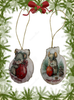 SCALLOP SEASHELL CHRISTMAS ORNAMENT- MICE Christmas Ornaments SET 2 - HOLIDAY DECOR - Handmade Hand Painted DECOUPAGED Repurposed Upcycled Gift SET OF 2 Ornaments - JAMsCraftCloset