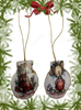 SCALLOP SEASHELL CHRISTMAS ORNAMENT- MICE Christmas Ornaments SET 3 - HOLIDAY DECOR - Handmade Hand Painted DECOUPAGED Repurposed Upcycled Gift SET OF 2 Ornaments - JAMsCraftCloset