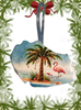 Antique West Virginia Roof Decoupaged Christmas Ornament - Flamingo With Palm Tree 2 - Handmade Holiday Tree Decor Unique Beach Lake House Gift - JAMsCraftCloset