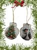 SCALLOP SEASHELL CHRISTMAS ORNAMENT- Set 1 BEACH COASTAL DECOR - Handmade Hand Painted DECOUPAGED Repurposed Upcycled Gift SET OF 2 Ornaments - JAMsCraftCloset