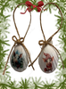 SCALLOP SEASHELL CHRISTMAS ORNAMENT- FARM ANIMALS Christmas Ornaments SET 1 - HOLIDAY DECOR - Handmade Hand Painted DECOUPAGED Repurposed Upcycled Gift SET OF 2 Ornaments - JAMsCraftCloset