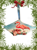 Antique West Virginia Roof Decoupaged Christmas Ornament - Flamingo With Package - Handmade Holiday Tree Decor Unique Beach Lake House Gift - JAMsCraftCloset