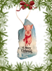 Antique West Virginia Roof Decoupaged Christmas Ornament - PIG WITH SCARF MERRY CHRISTMAS - Handmade Holiday Tree Decor Unique Country Farmhouse House Decor Gift - JAMsCraftCloset