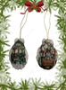 SCALLOP SEASHELL CHRISTMAS ORNAMENT- MICE Christmas Ornaments SET 6 - HOLIDAY DECOR - Handmade Hand Painted DECOUPAGED Repurposed Upcycled Gift SET OF 2 Ornaments - JAMsCraftCloset