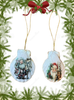 SCALLOP SEASHELL CHRISTMAS ORNAMENT- SANTA SET 2 - BEACH COASTAL DECOR - Handmade Hand Painted DECOUPAGED Repurposed Upcycled Gift SET OF 2 Ornaments {{ JAMsCraftCloset }}