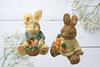 Vintage Easter Bunny With Carrot Sweater and Bunny With Glasses on Head Shelf Sitter Very Detailed Discontinued Collectible SET OF 2 - JAMsCraftCloset