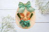 Wood Egg Chenille Bedspread Covered EASTER EGG Wall Art BUNNY IN AQUA Shelf-Sitter Gift Idea Unique Home Holiday Decor - JAMsCraftCloset