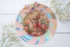 Plastic Round Pink and Silver TRAY Farmhouse Country Easter Decor BUNNY WITH BOW Wall Art HAPPY EASTER Cottage Chic Victorian Decor Handmade Gift Idea &nbsp;- JAMsCraftCloset