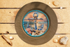 PLATE CHARGER LIGHT BROWN WOOD GRAIN PLASTIC ROUND DECOUPAGED Upcycled Repurposed Wall Art or Shelf Sitter HOPE ANCHORS THE SOUL Beach Coastal Home Decor Gift - JAMsCraftCloset