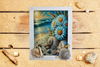 Framed Decoupage On Glass - Beach Coastal Theme - Daisies Seagrass Shells - Wall Art Handmade Home Decor {{ JAMsCraftCloset }}