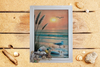 Framed Decoupage On Glass - Beach Coastal Theme - Sandpiper, Shells and Seagrass - Wall Art Handmade Home Decor -One of a Kind-Unique-Home-Country-Decor-Cottage Chic-Gift - JAMsCraftCloset
