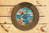 PLATE CHARGER LIGHT BROWN WOOD GRAIN PLASTIC ROUND DECOUPAGED Upcycled Repurposed Wall Art or Shelf Sitter ON BEACH TIME Beach Coastal Home Decor Gift - JAMsCraftCloset