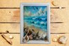 Framed Decoupage On Glass - Beach Coastal Theme - Shells Seagulls Waves - Wall Art Handmade Home Decor {{ JAMsCraftCloset }}