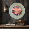 PLATE CHARGER TEAL AQUA PLASTIC ROUND DECOUPAGED Upcycled Repurposed Wall Art or Shelf Sitter GOOD MORNING - BEACH SCENE Home Coffee Bar KITCHEN Bathroom Decor Gift WEDDING - JAMsCraftCloset