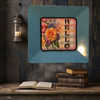 TRAY Pale Blue Plastic Square Decoupaged Hand Painted Upcycled Repurposed Wall Art SPRING FLORAL - HELLO Home Decor Wall Art Gift - JAMsCraftCloset