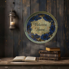 TRAY GREEN METAL ROUND Decoupaged Hand Painted Upcycled Repurposed Wall Art WELCOME HOME Home Decor LOVE Wall Art Gift - JAMsCraftCloset