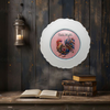 PLATE CHARGER WHITE PLASTIC ROUND Decoupaged Hand Painted Upcycled Repurposed Wall Art DATE NIGHT Home Decor Closet Wall Art Gift - JAMsCraftCloset