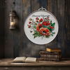 Galvanized Metal Round Bucket-Pail Farmhouse Country Wall Art or Shelf Sitter BLOOMING HAPPINESS- POPPIES Handmade Gift Idea &nbsp;- JAMsCraftCloset