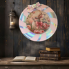 Plastic Round Pink and Silver TRAY Farmhouse Country Easter Decor BUNNY WITH BOW Wall Art HAPPY EASTER Cottage Chic Victorian Decor Handmade Gift Idea &nbsp;- JAMsCraftCloset