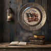 Galvanized Metal Round Charger Plate With Hanging Hook Embossed Stars Decoupaged Holiday Wall Art Shelf Sitter HAPPY 4TH OF JULY FLAG Handmade Gift Idea - JAMsCraftCloset