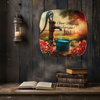 SQUARE Plastic PLATE Farmhouse Country Wall Art Shelf Sitter Decoupage ANTIQUE WATER PUMP - GOOD MORNING Handmade Gift Idea Crafters Delight - JAMsCraftCloset