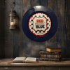 PLATE CHARGER NAVY BLUE PLASTIC ROUND DECOUPAGED Upcycled Repurposed Wall Art or Shelf Sitter RED WHITE BLUE 4TH OF JULY Decor Kitchen Decor Home Decor Wall Art Gift WEDDING - JAMsCraftCloset